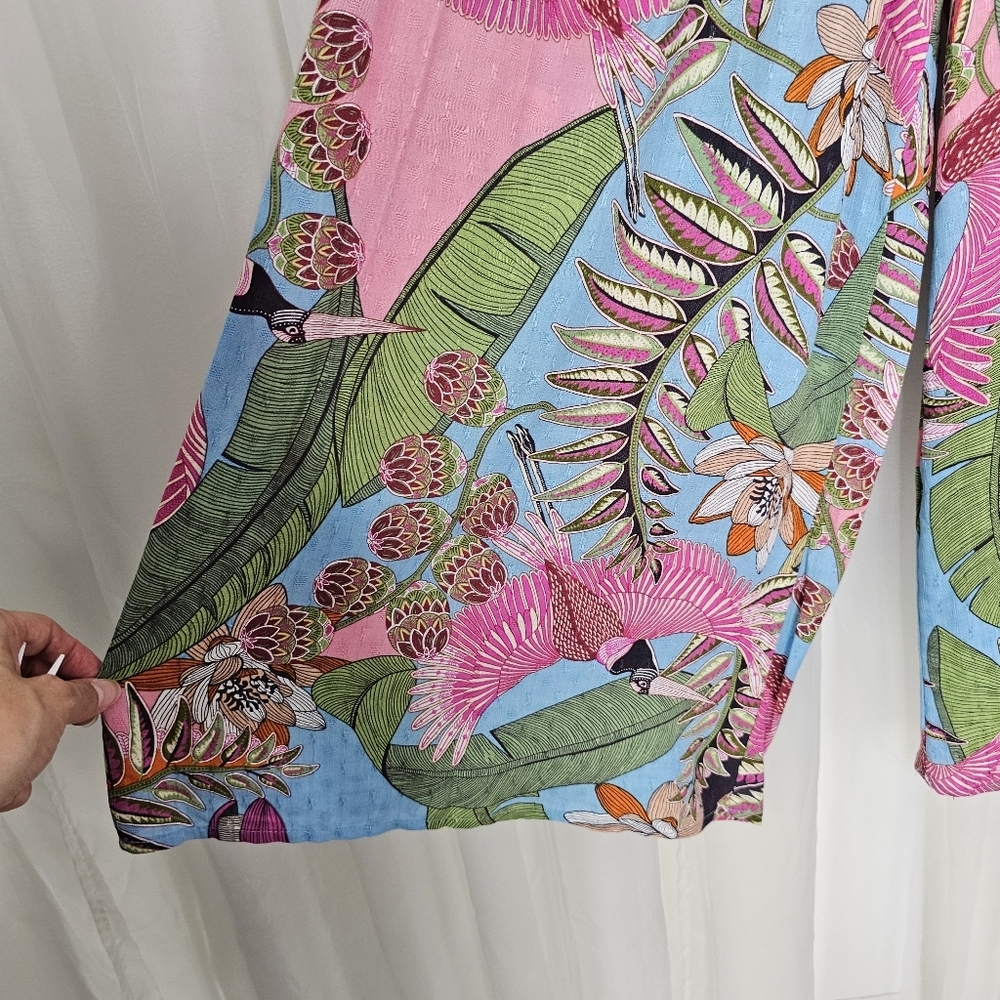 Rachel Roy Tropical Floral Two-Piece Set High Neck Top Wide Leg Bottom Size S/M - Picture 7 of 9